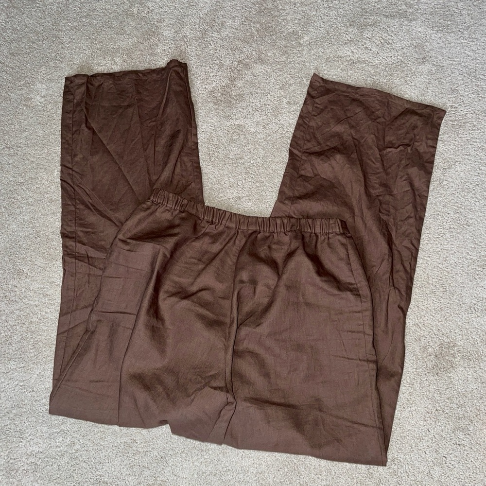 GORGEOUS VINTAGE LINEN/COTTON BLEND TROUSERS 🍂🤎 - Picture 2 of 4